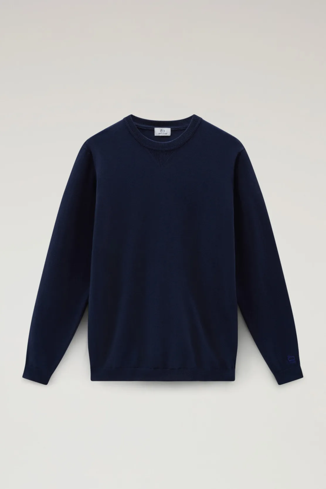 Maglieria>Woolrich Maglia Girocollo In Puro Cotone Melton Blue
