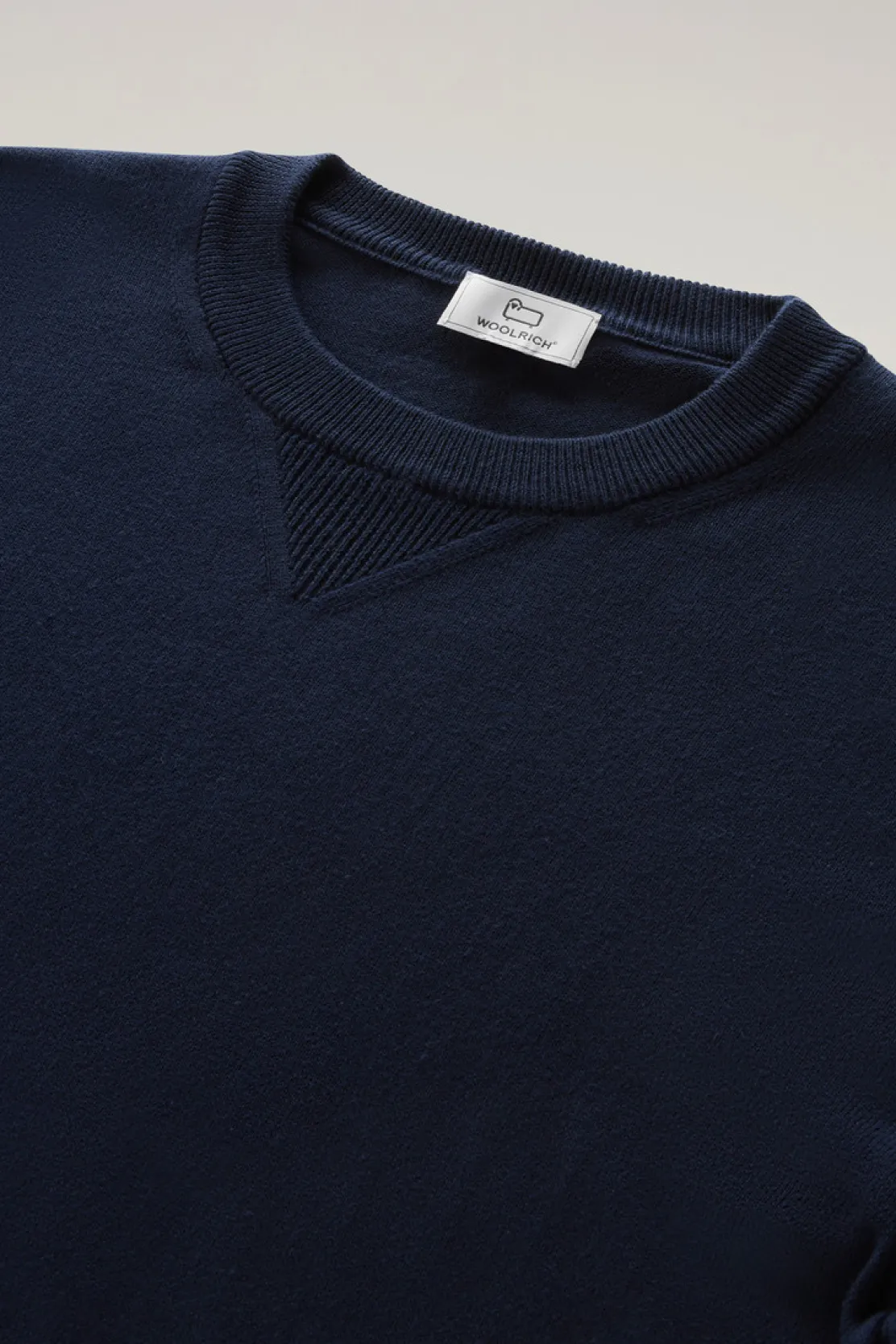 Maglieria>Woolrich Maglia Girocollo In Puro Cotone Melton Blue