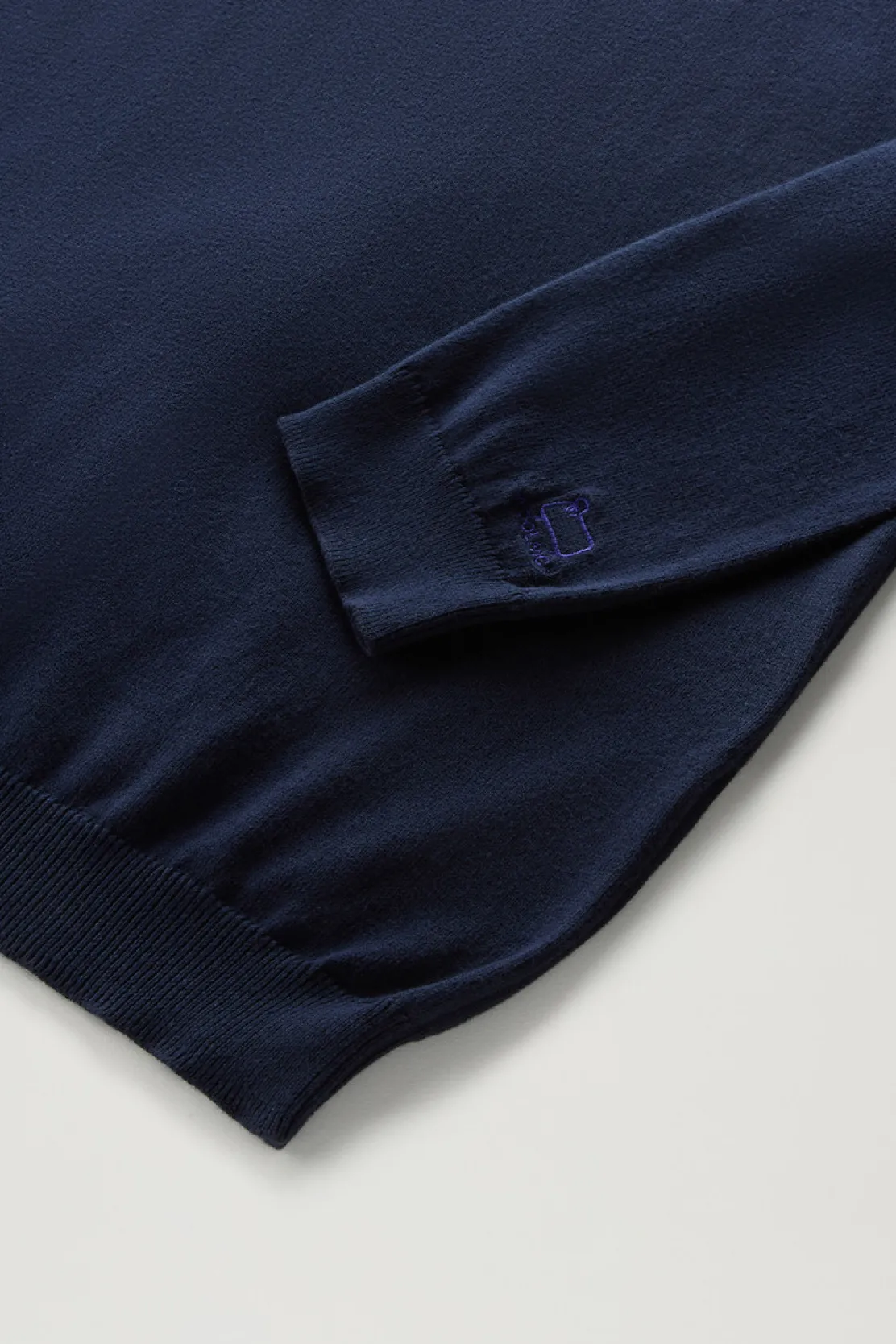Maglieria>Woolrich Maglia Girocollo In Puro Cotone Melton Blue
