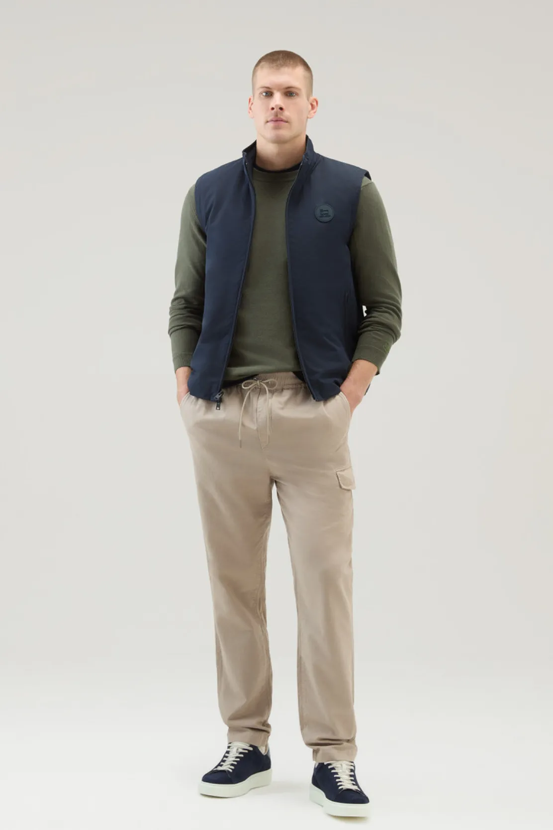 Maglieria>Woolrich Maglia Girocollo In Puro Cotone Lake Olive