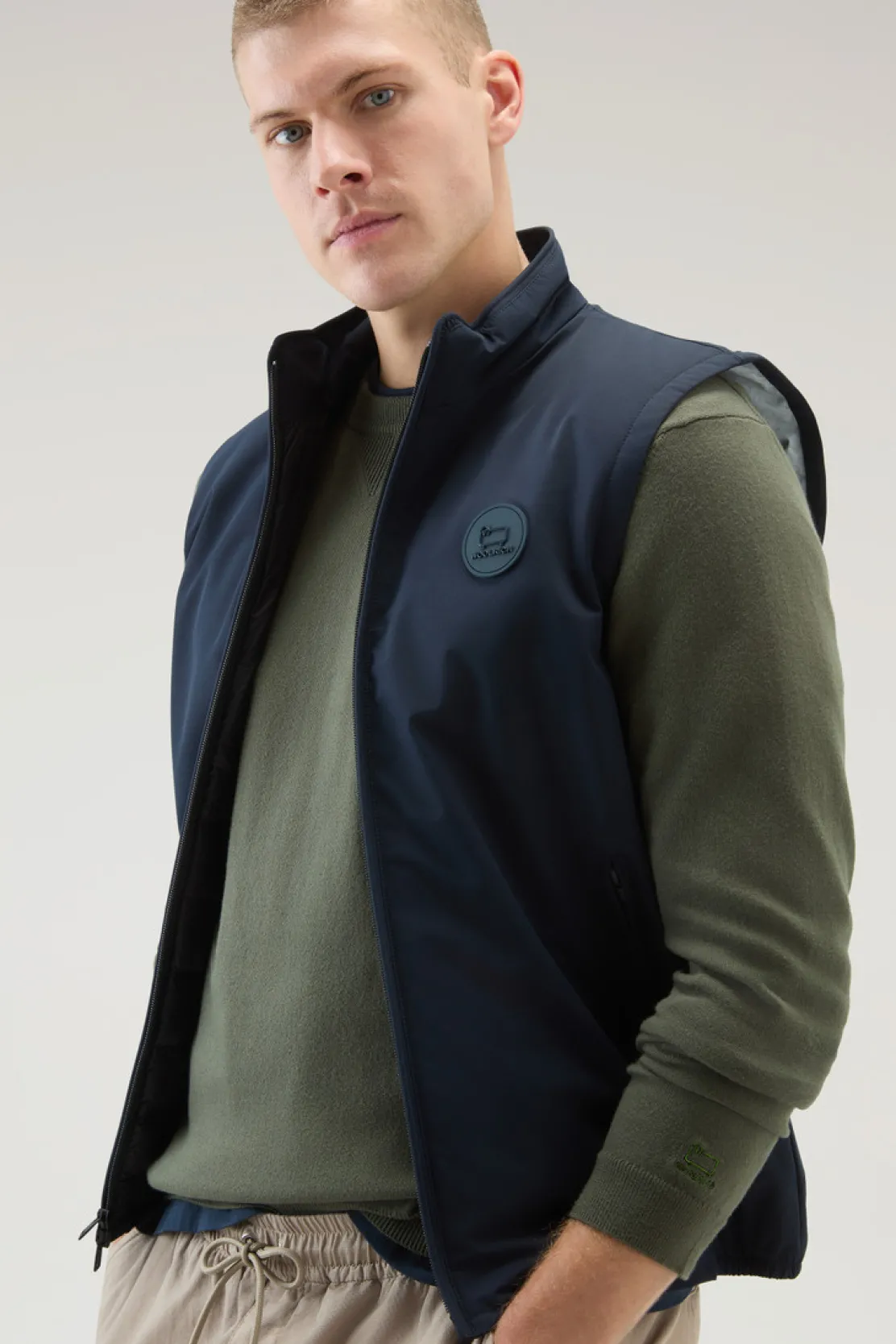 Maglieria>Woolrich Maglia Girocollo In Puro Cotone Lake Olive