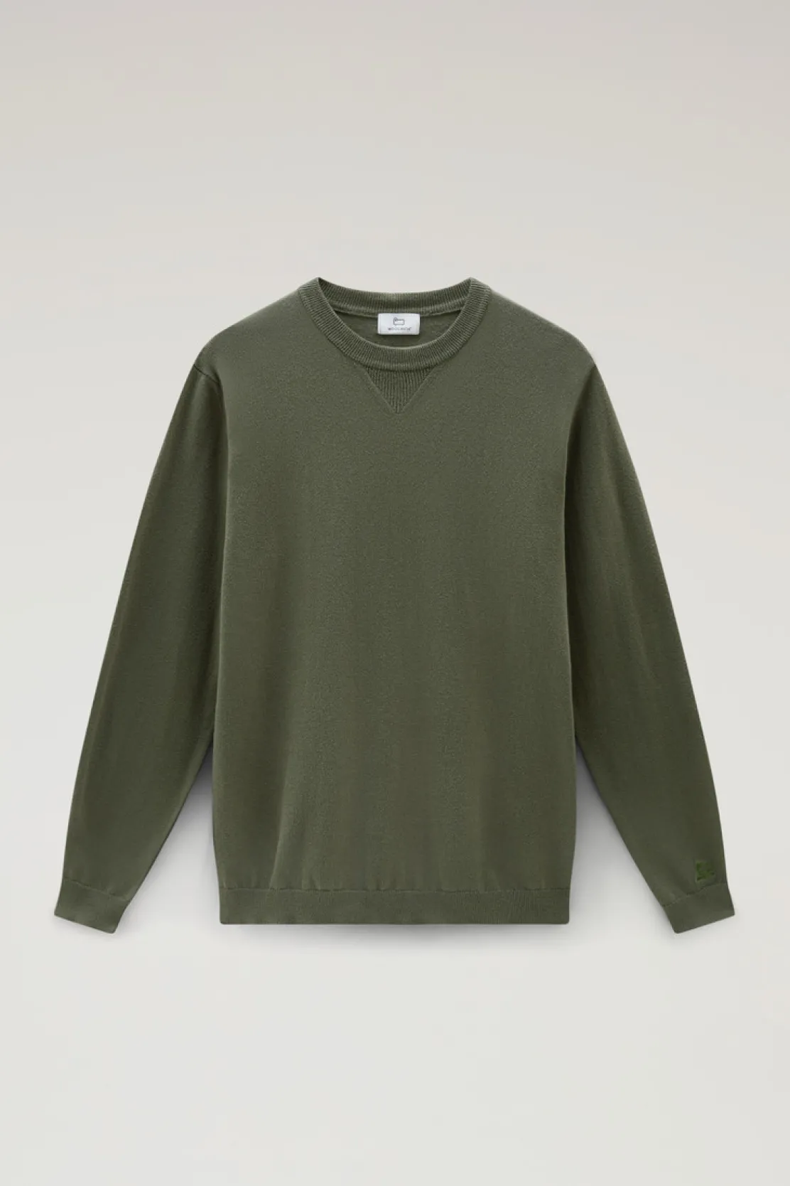 Maglieria>Woolrich Maglia Girocollo In Puro Cotone Lake Olive