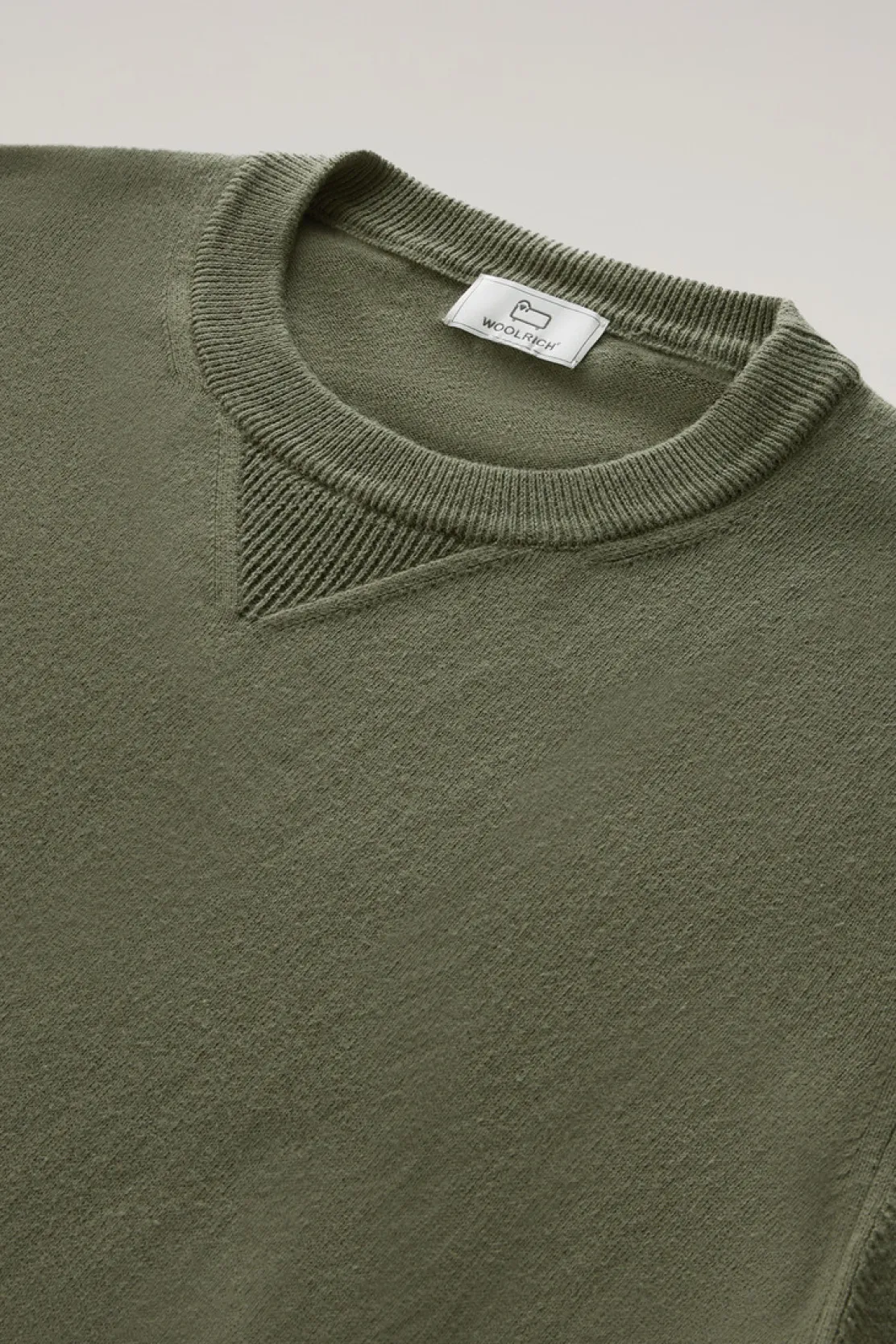 Maglieria>Woolrich Maglia Girocollo In Puro Cotone Lake Olive