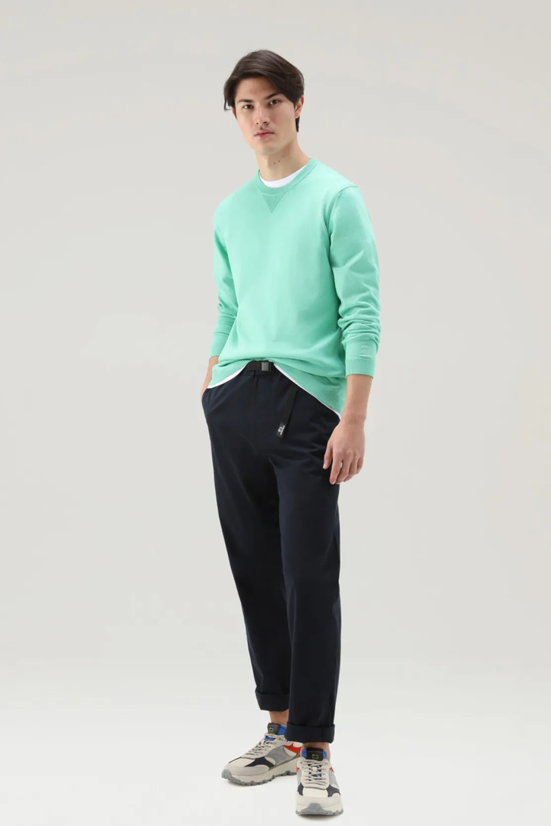 Maglieria>Woolrich Maglia Girocollo In Puro Cotone Harbor Green