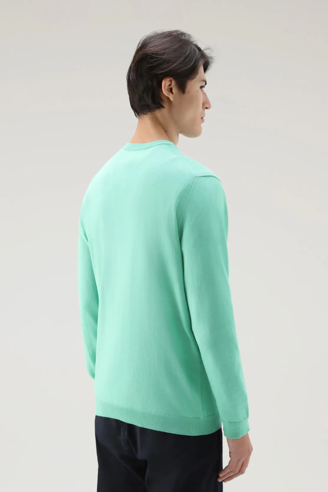 Maglieria>Woolrich Maglia Girocollo In Puro Cotone Harbor Green