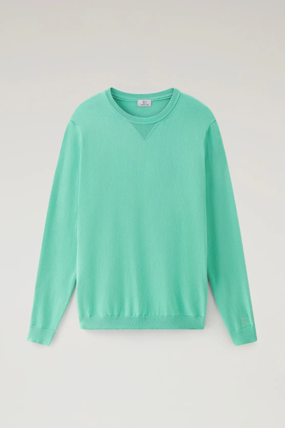 Maglieria>Woolrich Maglia Girocollo In Puro Cotone Harbor Green