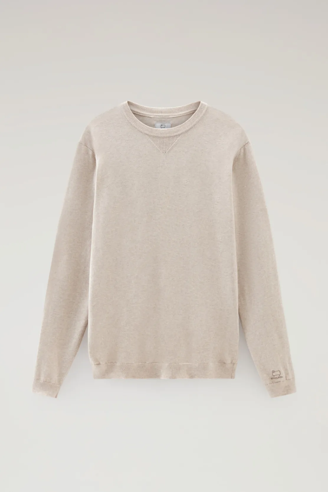 Maglieria>Woolrich Maglia Girocollo In Puro Cotone Beige Melange