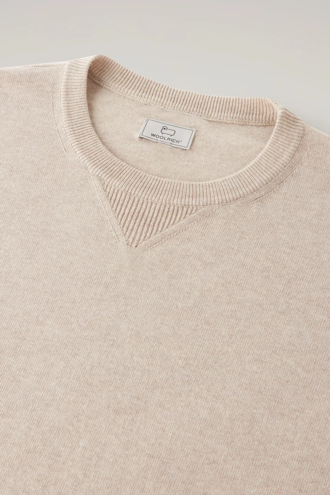 Maglieria>Woolrich Maglia Girocollo In Puro Cotone Beige Melange