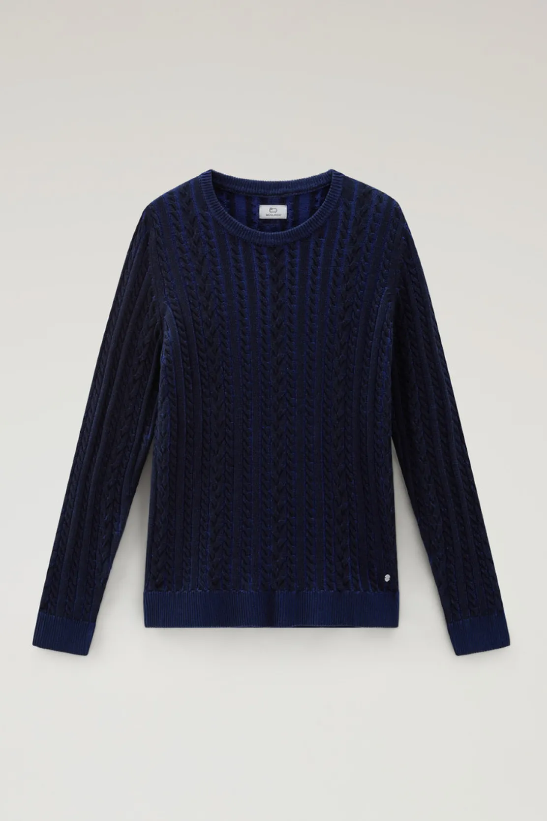 Maglieria>Woolrich Maglia Girocollo Vanisè In Puro Cotone Melton Blue Bicolor