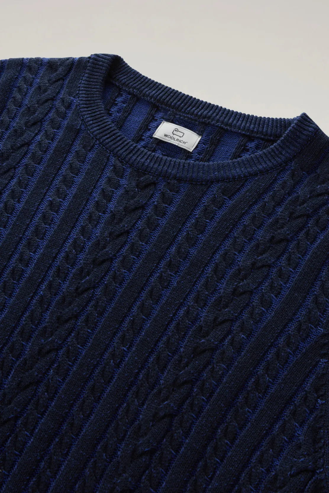 Maglieria>Woolrich Maglia Girocollo Vanisè In Puro Cotone Melton Blue Bicolor