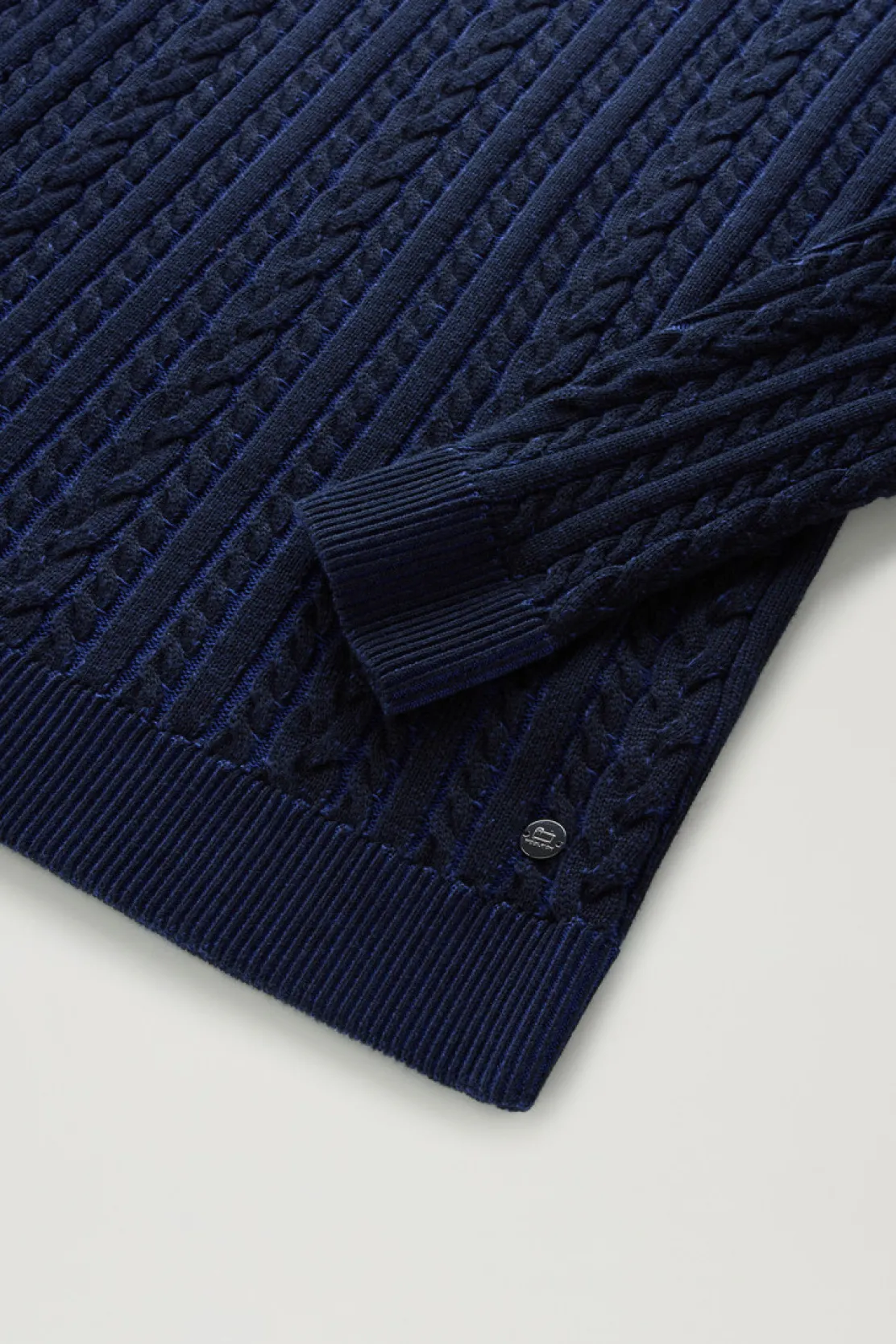 Maglieria>Woolrich Maglia Girocollo Vanisè In Puro Cotone Melton Blue Bicolor