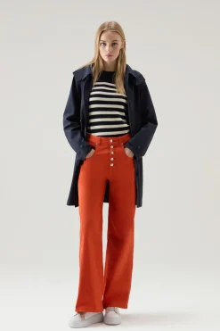Maglieria>Woolrich Maglia In Puro Cotone Con Scollo A Barca Melton Blue Medium