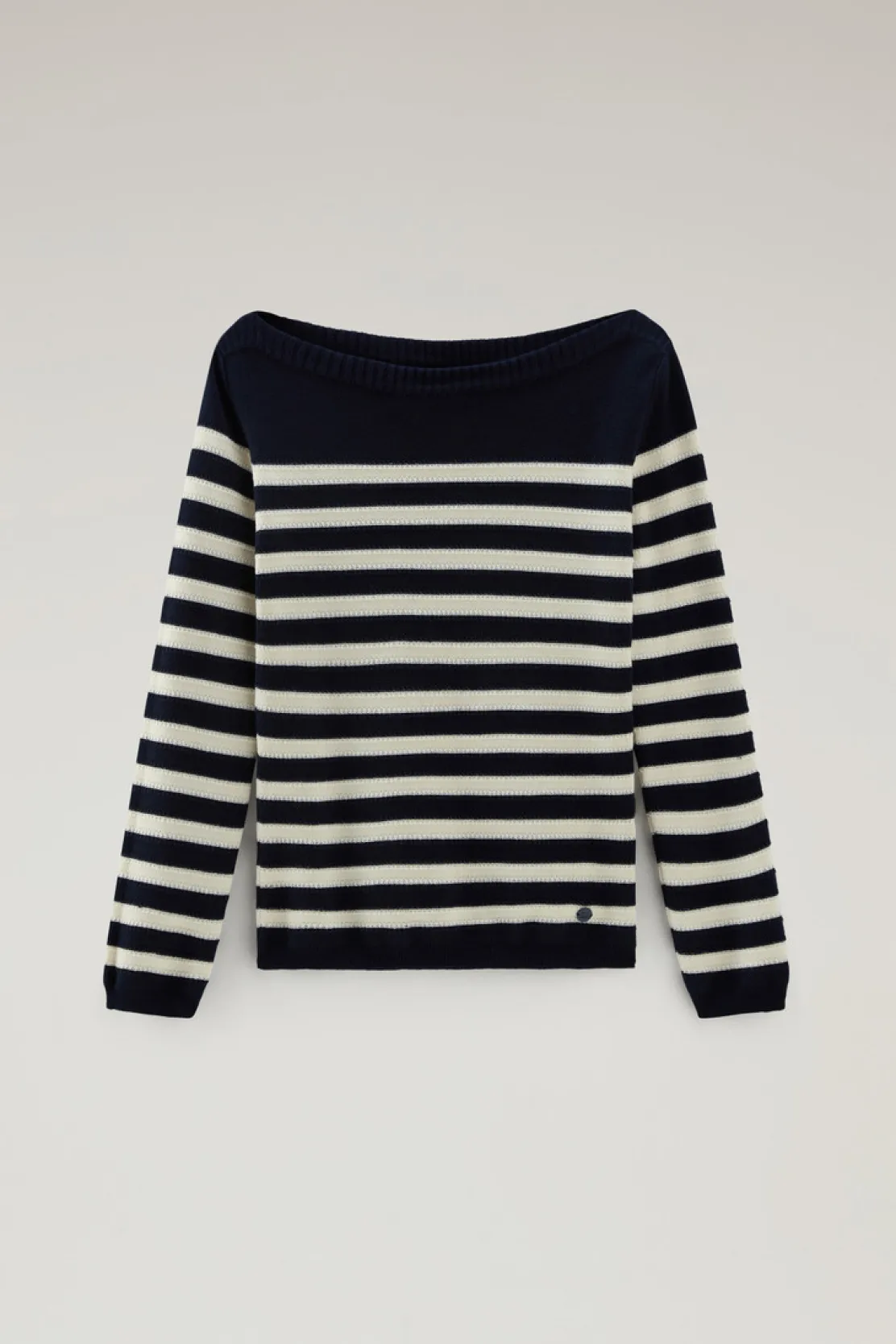 Maglieria>Woolrich Maglia In Puro Cotone Con Scollo A Barca Melton Blue Medium