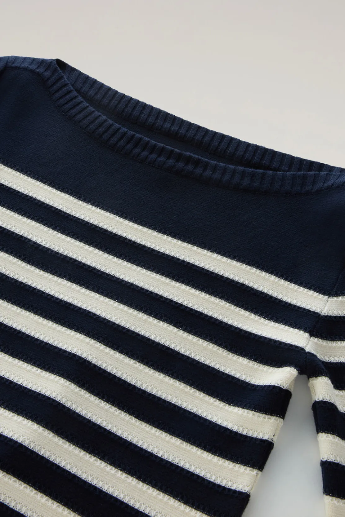 Maglieria>Woolrich Maglia In Puro Cotone Con Scollo A Barca Melton Blue Medium
