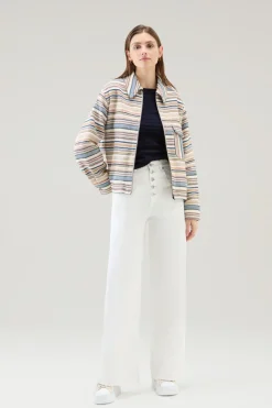 Maglieria>Woolrich Maglia In Puro Cotone Con Scollo A Barca Melton Blue