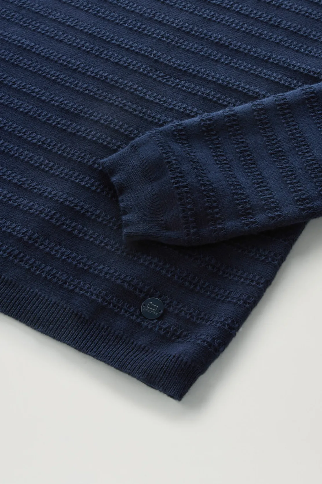 Maglieria>Woolrich Maglia In Puro Cotone Con Scollo A Barca Melton Blue