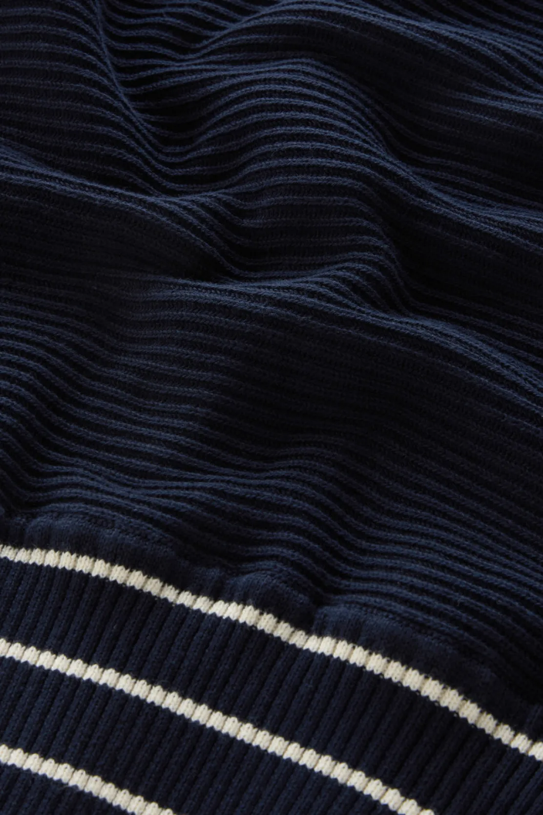 Maglieria>Woolrich Maglia In Puro Cotone Con Cappuccio E Zip Melton Blue Cream Stripe
