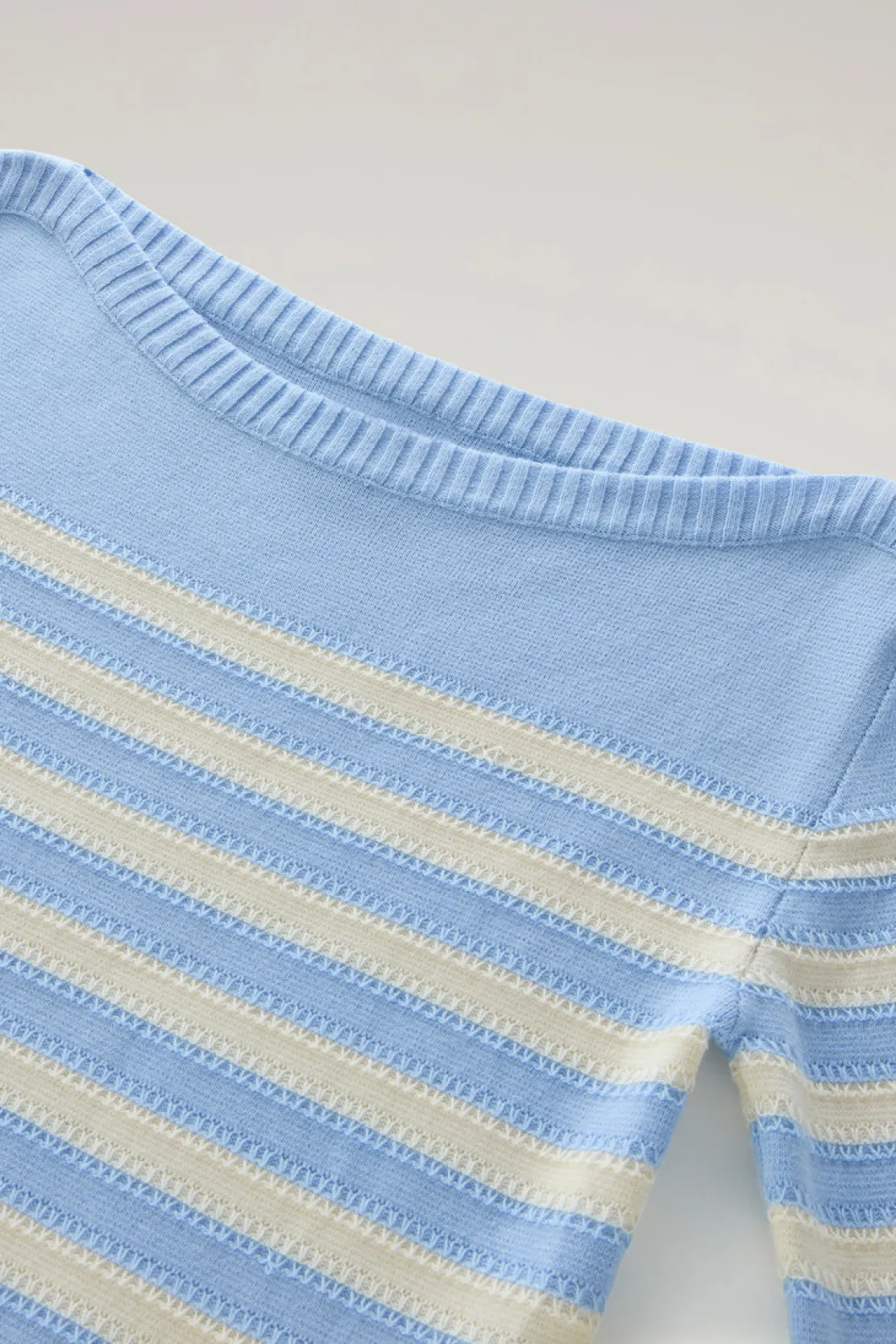 Maglieria>Woolrich Maglia In Puro Cotone Con Scollo A Barca Sea Breeze Stripe