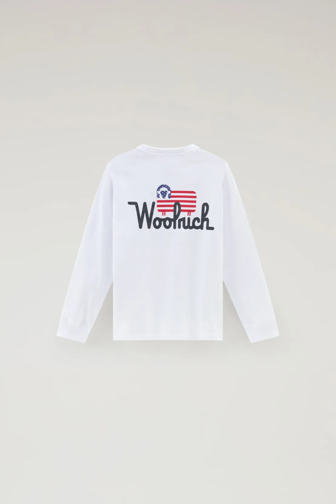 Abbigliamento>Woolrich Maglietta A Maniche Lunghe Da Bambino In Puro Cotone Bright White