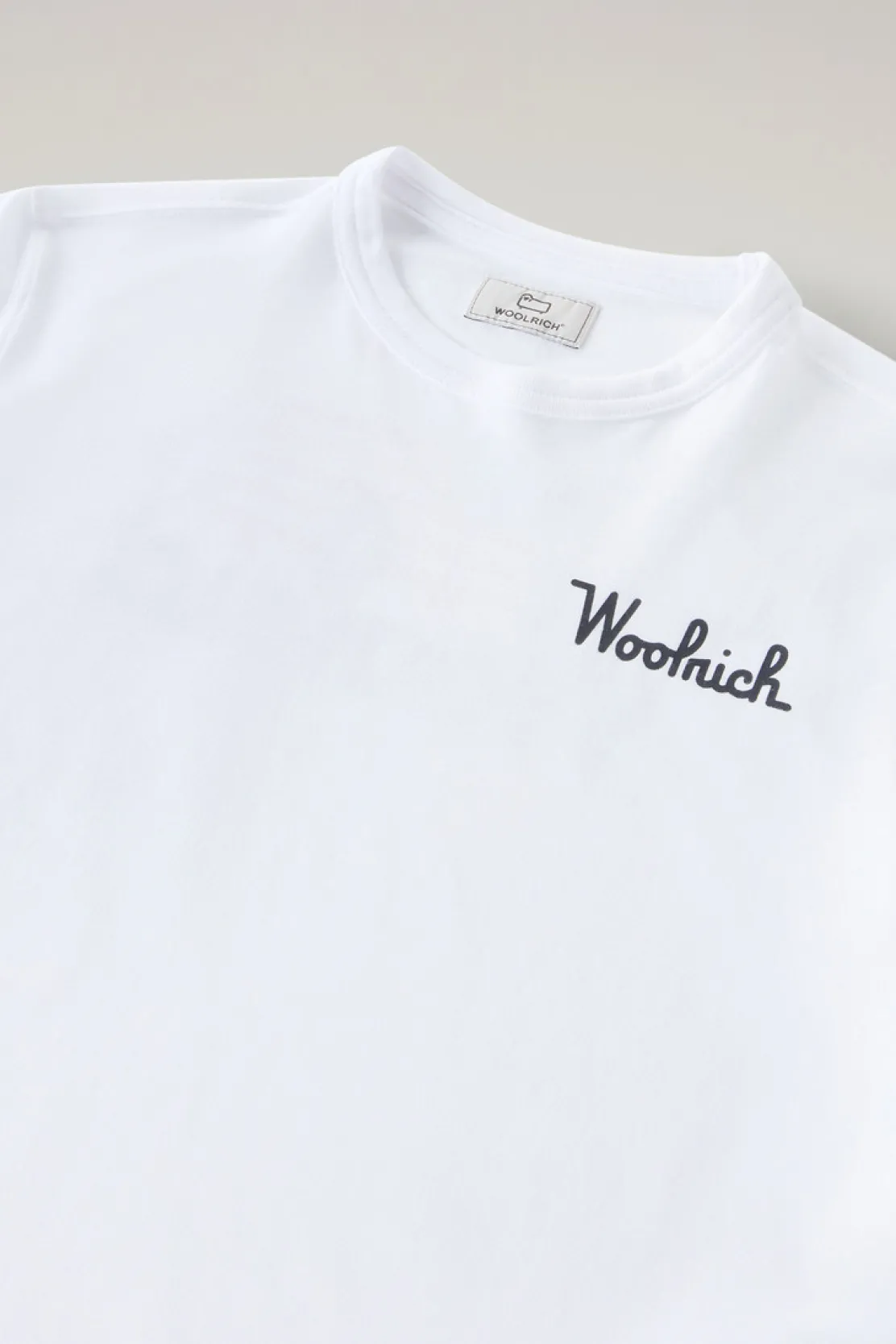 Abbigliamento>Woolrich Maglietta A Maniche Lunghe Da Bambino In Puro Cotone Bright White