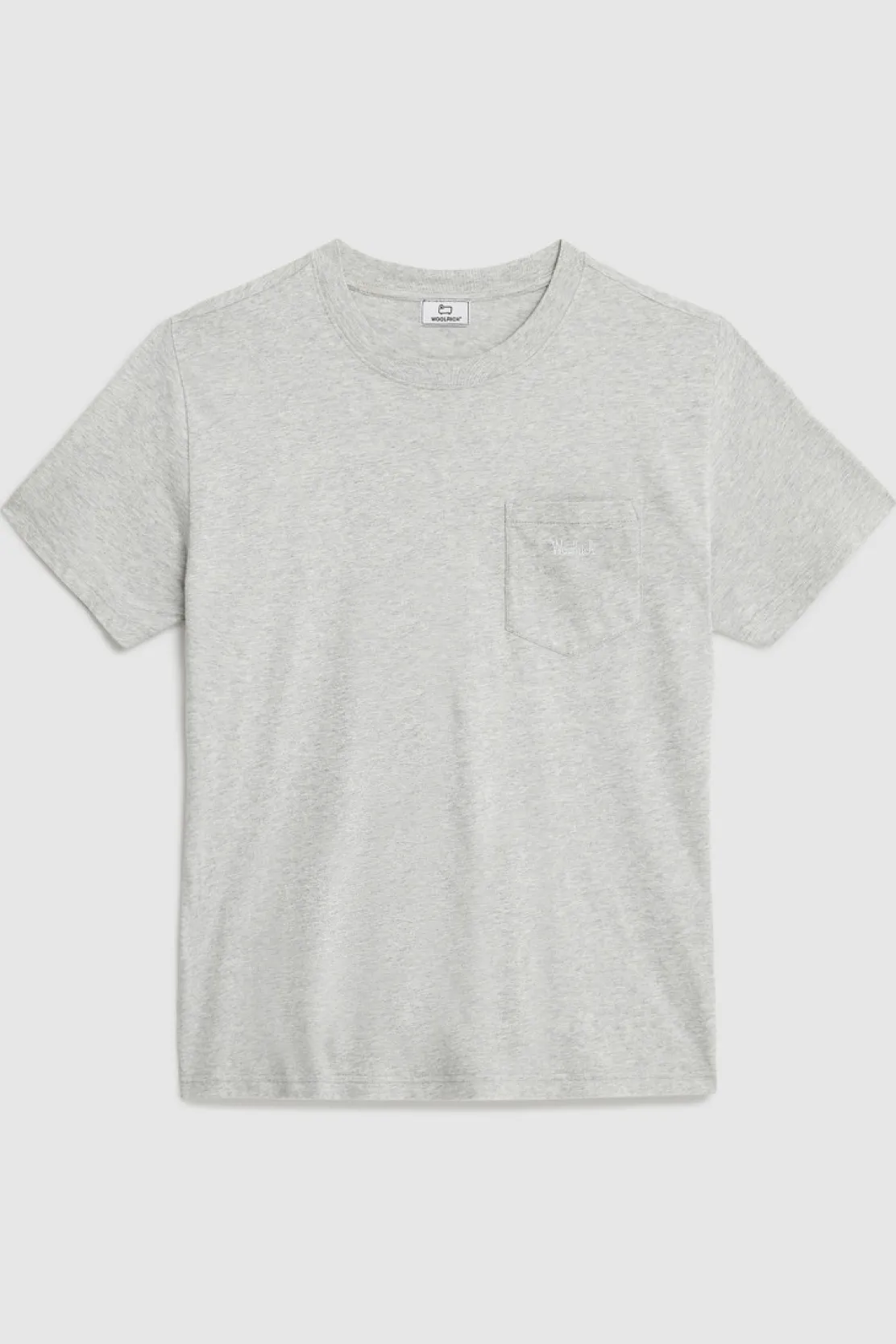 T-shirt>Woolrich Maglietta Con Taschino E Logo In Rilievo Light Grey Melange
