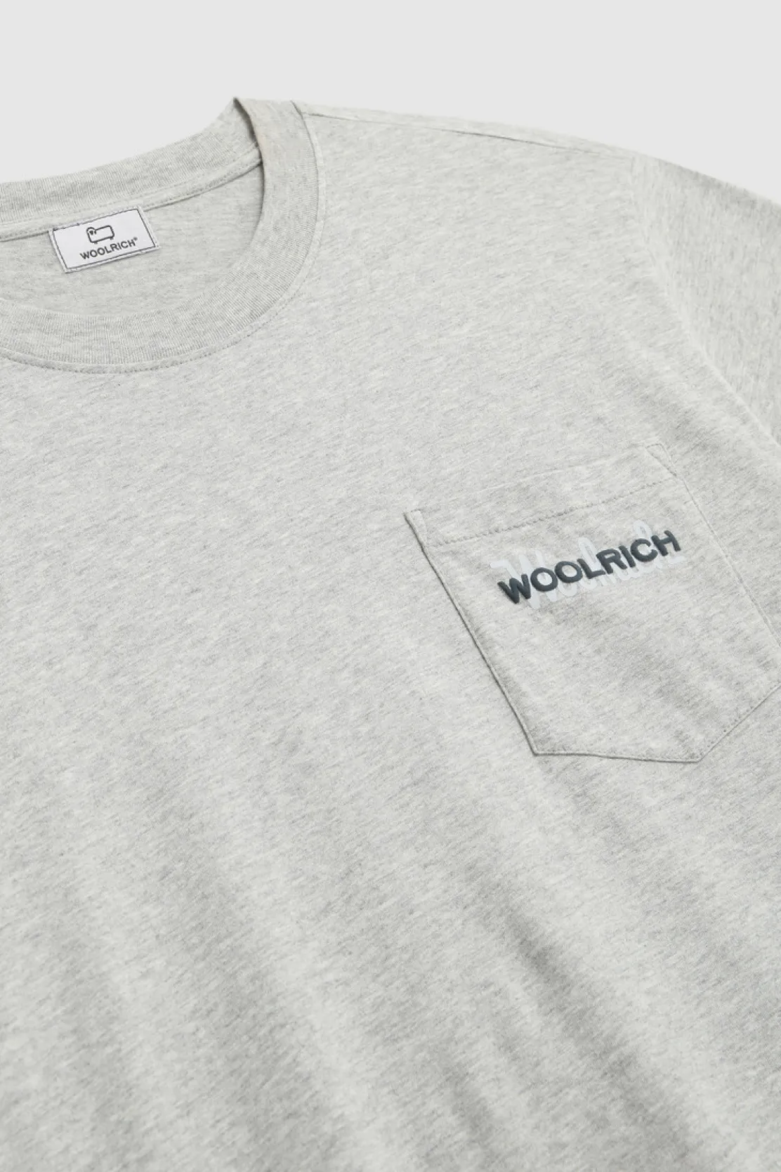 T-shirt>Woolrich Maglietta Con Taschino E Logo In Rilievo Light Grey Melange