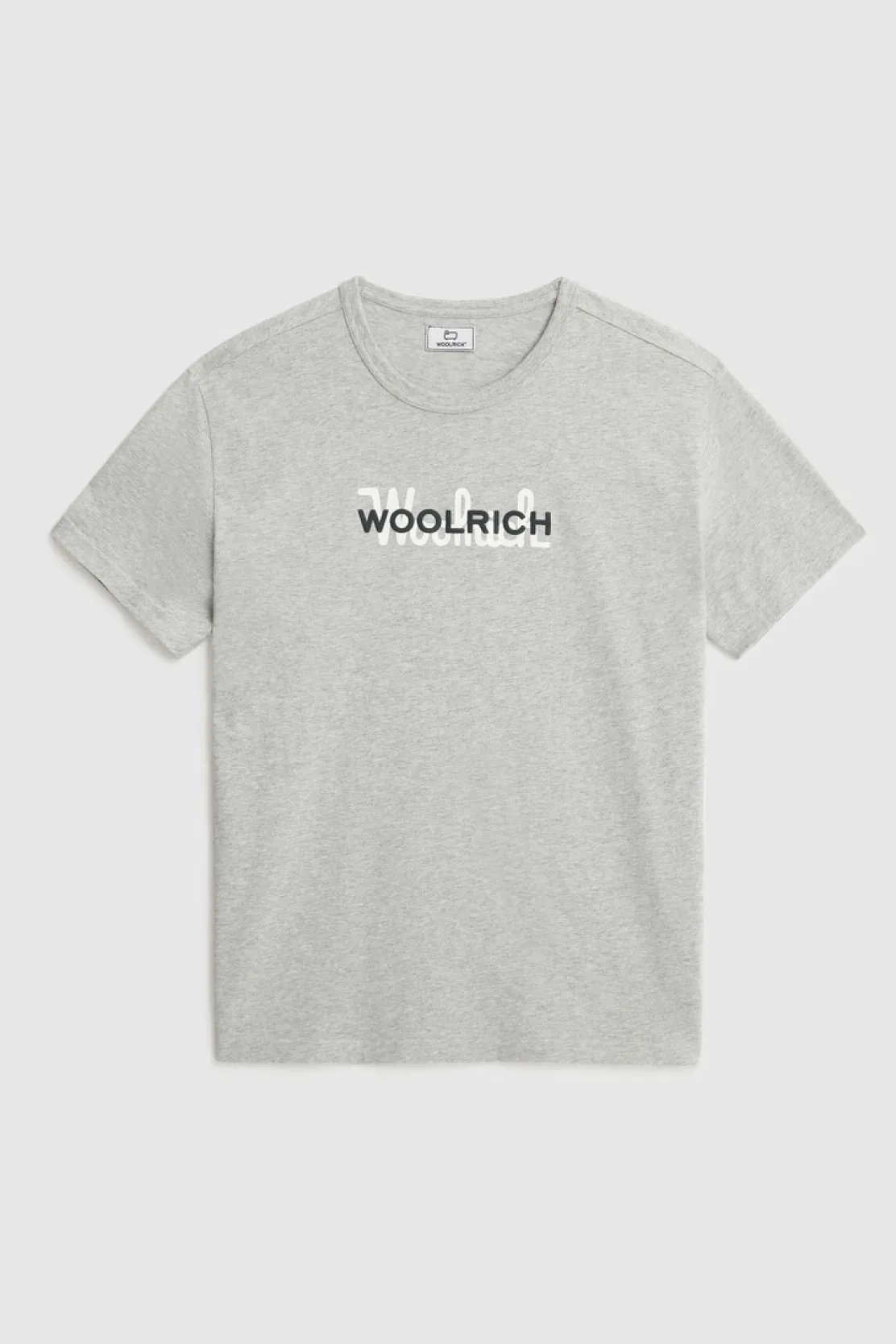 T-shirt>Woolrich Maglietta In Puro Cotone Con Maxi Logo Light Grey Melange