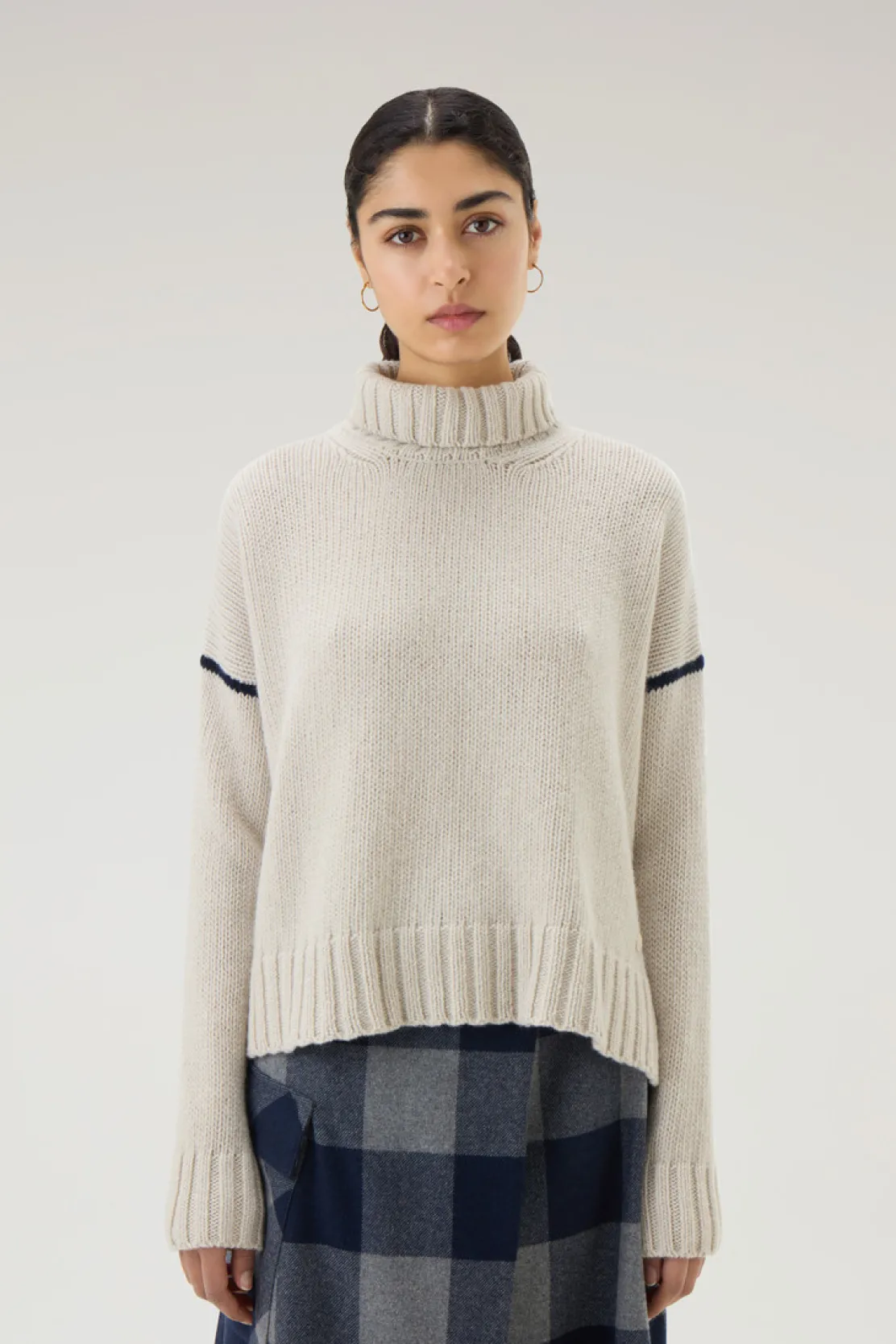 Maglieria>Woolrich Maglione A Collo Alto In Pura Lana Vergine Milky Cream