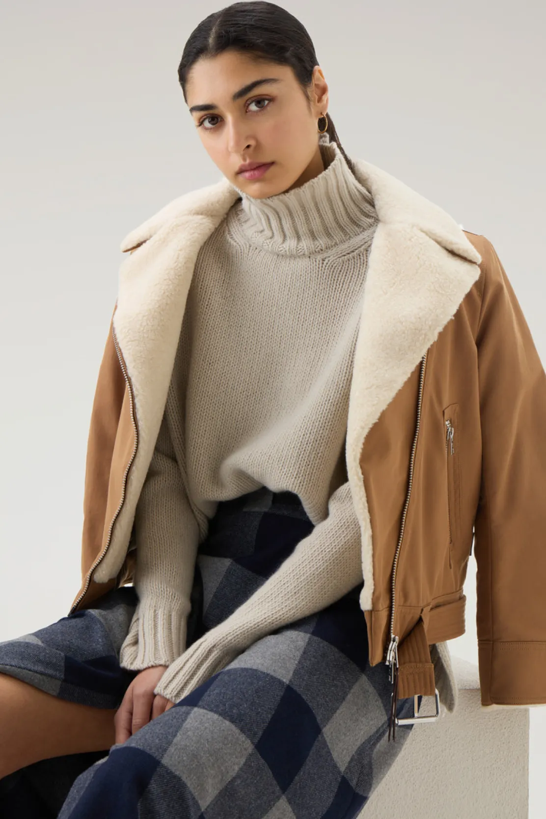 Maglieria>Woolrich Maglione A Collo Alto In Pura Lana Vergine Milky Cream
