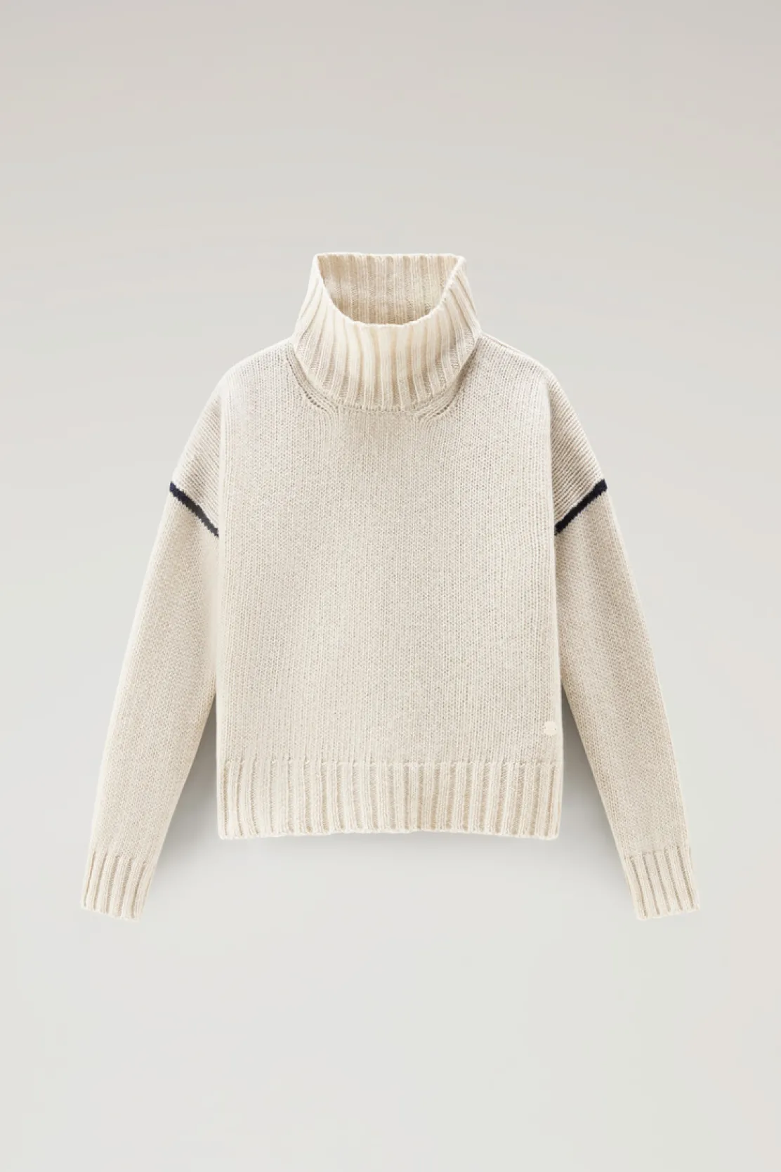 Maglieria>Woolrich Maglione A Collo Alto In Pura Lana Vergine Milky Cream