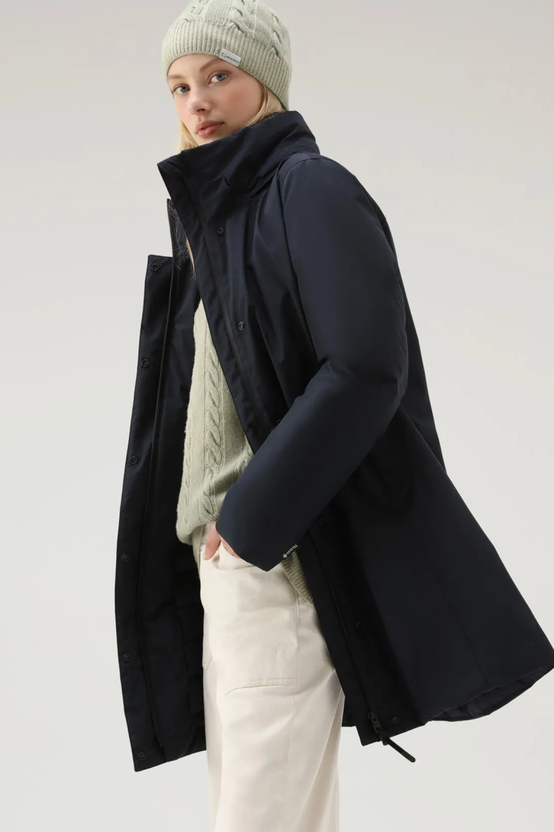 Impermeabili|Parka>Woolrich Marshall Parka Impermeabile In GORE-TEX Melton Blue