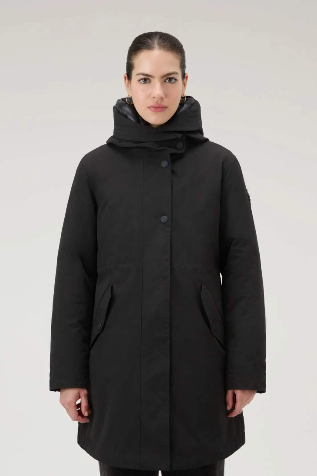 Parka>Woolrich Military Parka 3 In 1 In Ramar Cloth Con Giacca Trapuntata Removibile Black
