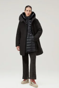 Parka>Woolrich Military Parka 3 In 1 In Ramar Cloth Con Giacca Trapuntata Removibile Black