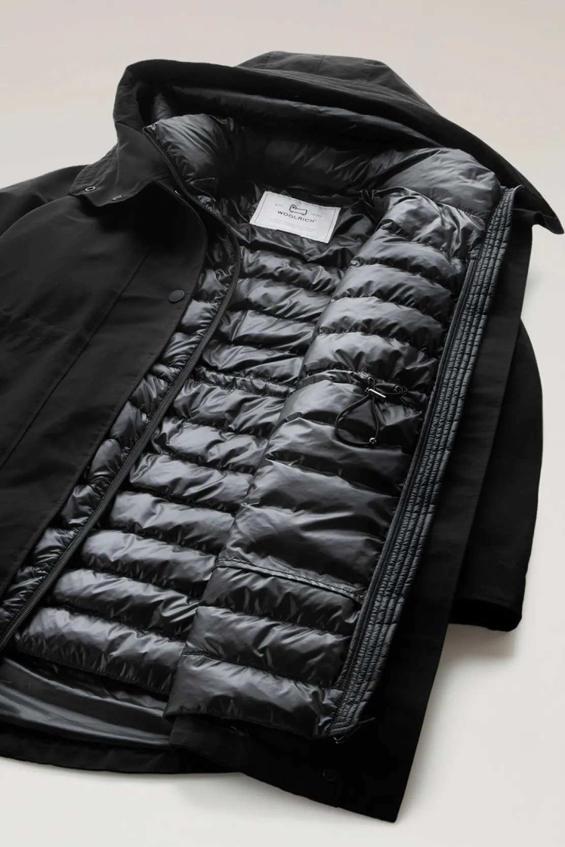 Parka>Woolrich Military Parka 3 In 1 In Ramar Cloth Con Giacca Trapuntata Removibile Black