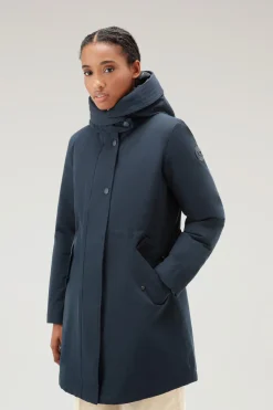 Parka>Woolrich Military Parka 3 In 1 In Ramar Cloth Con Giacca Trapuntata Removibile Melton Blue