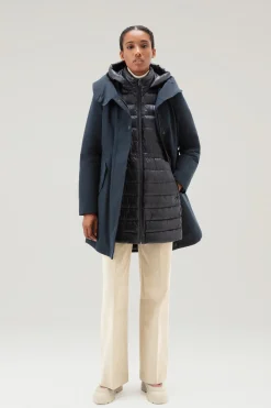 Parka>Woolrich Military Parka 3 In 1 In Ramar Cloth Con Giacca Trapuntata Removibile Melton Blue