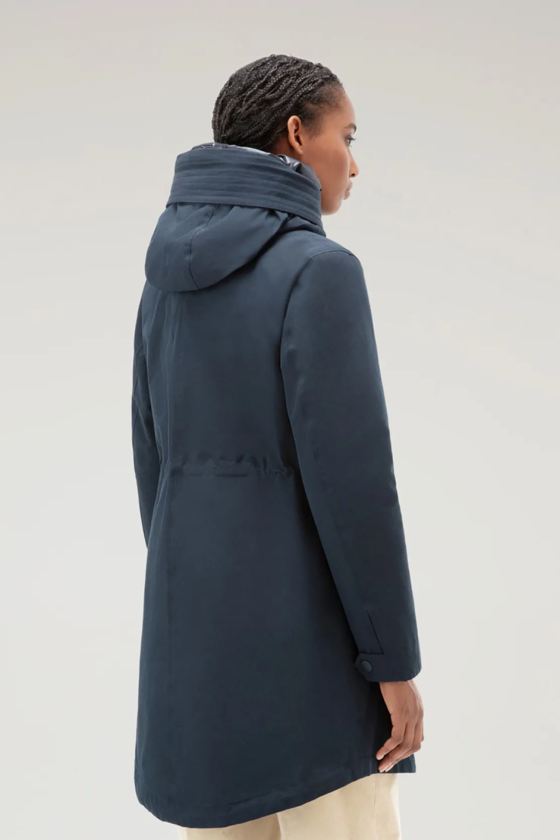 Parka>Woolrich Military Parka 3 In 1 In Ramar Cloth Con Giacca Trapuntata Removibile Melton Blue