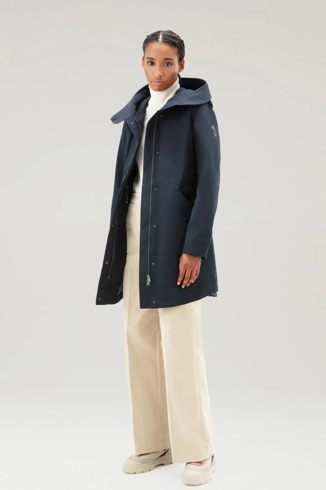 Parka>Woolrich Military Parka 3 In 1 In Ramar Cloth Con Giacca Trapuntata Removibile Melton Blue