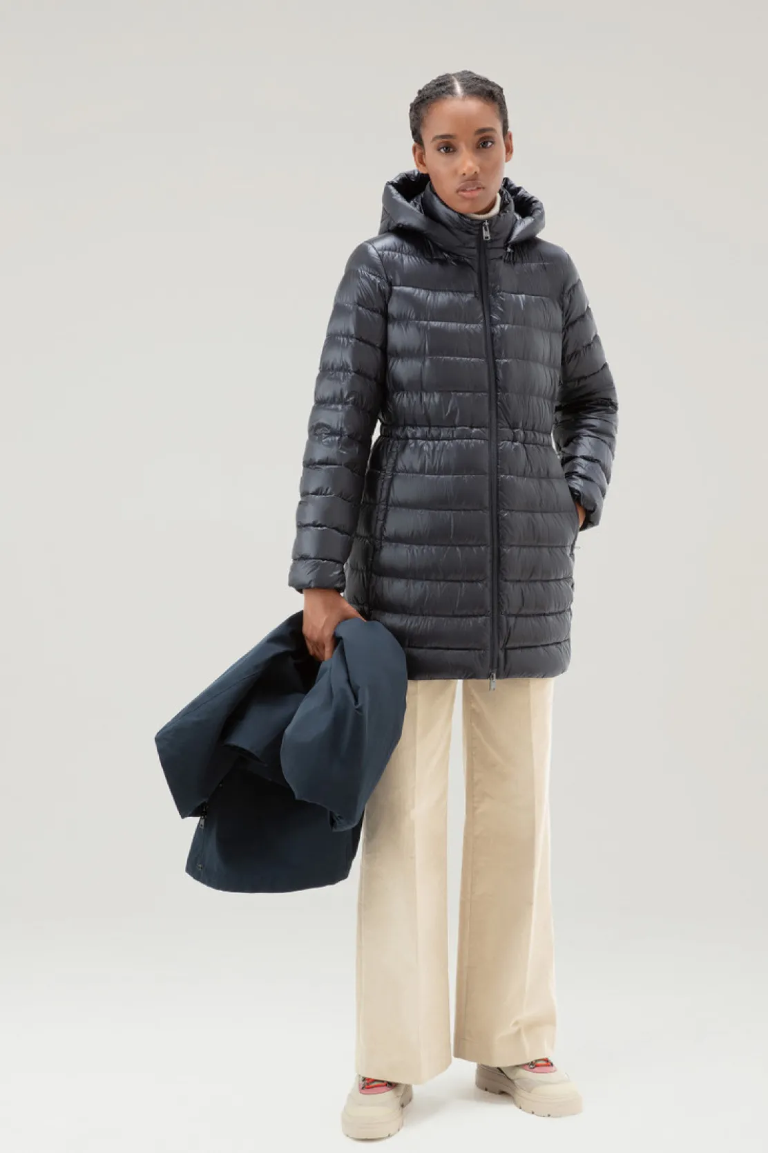 Parka>Woolrich Military Parka 3 In 1 In Ramar Cloth Con Giacca Trapuntata Removibile Melton Blue