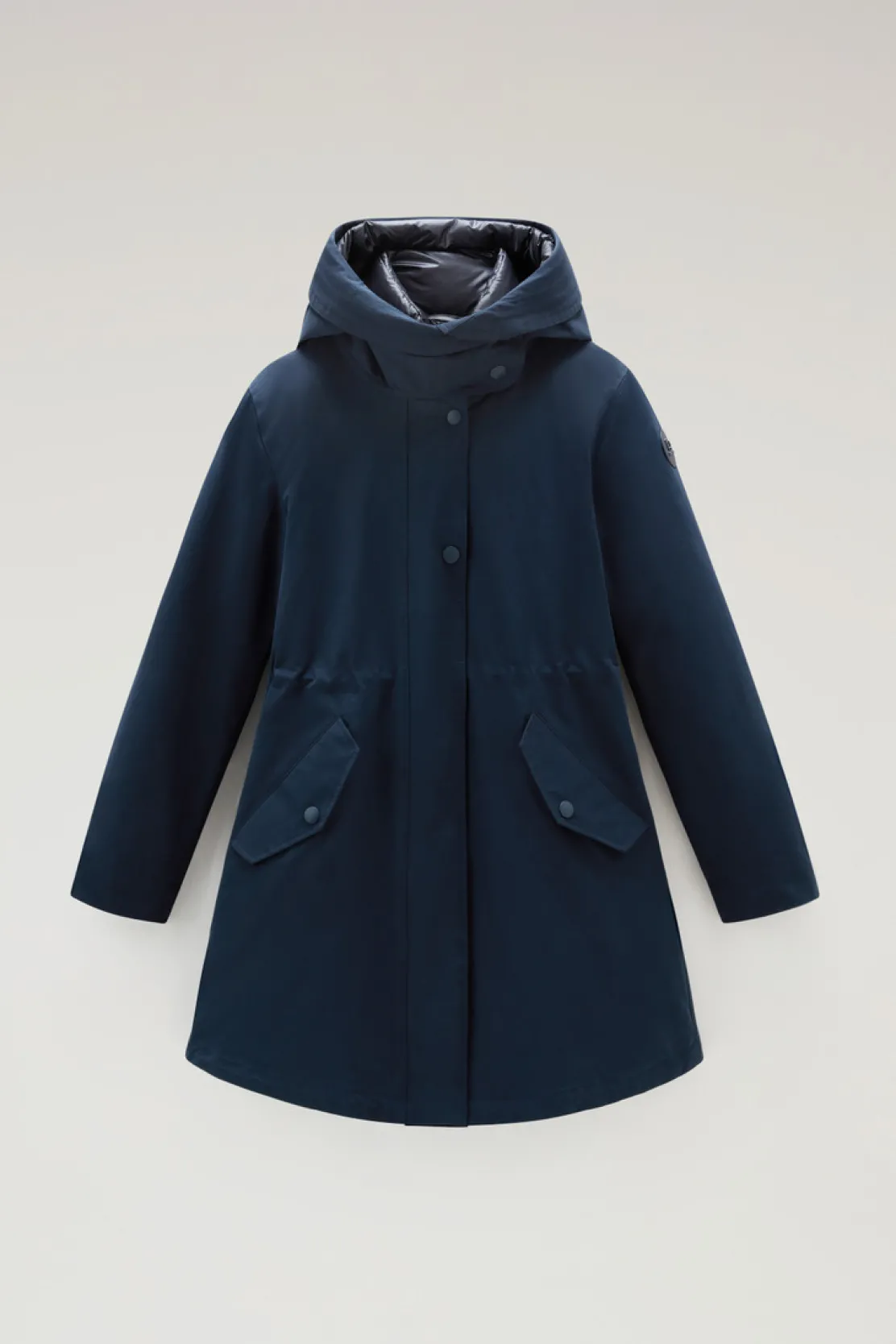Parka>Woolrich Military Parka 3 In 1 In Ramar Cloth Con Giacca Trapuntata Removibile Melton Blue