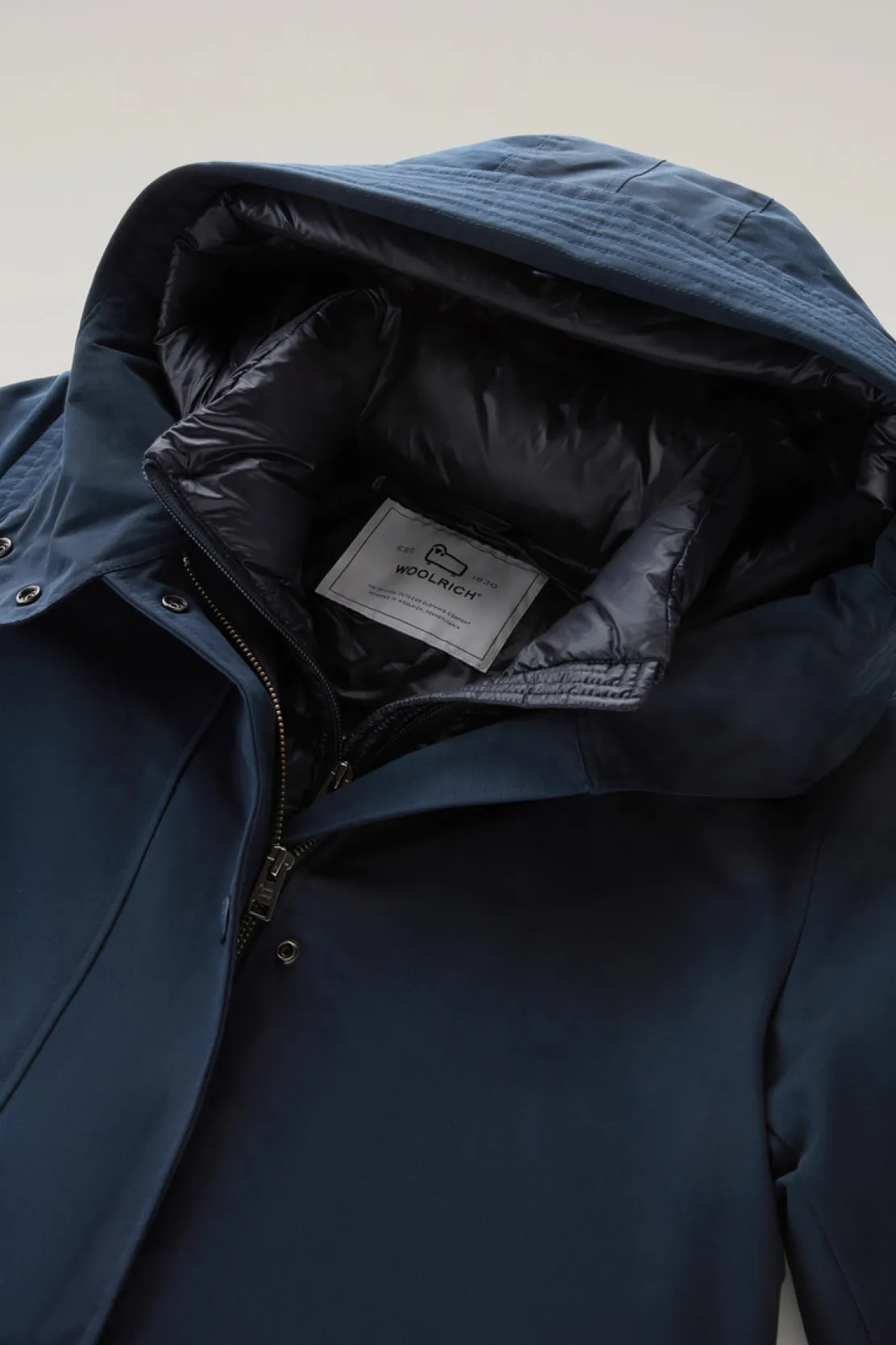 Parka>Woolrich Military Parka 3 In 1 In Ramar Cloth Con Giacca Trapuntata Removibile Melton Blue