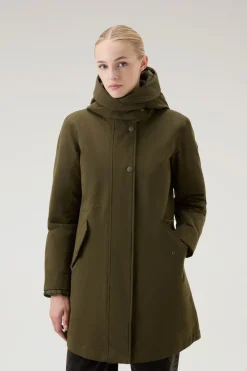 Parka>Woolrich Military Parka 3 In 1 In Ramar Cloth Con Giacca Trapuntata Removibile Dark Green