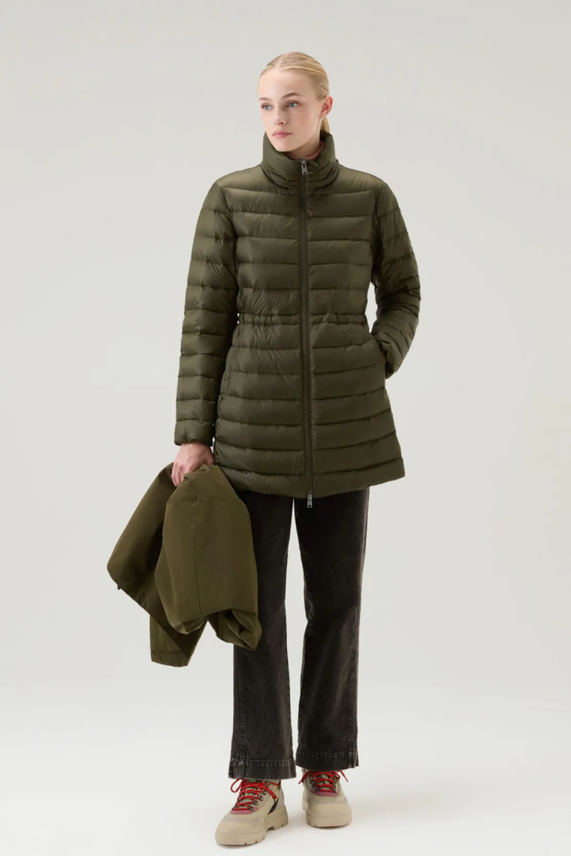 Parka>Woolrich Military Parka 3 In 1 In Ramar Cloth Con Giacca Trapuntata Removibile Dark Green