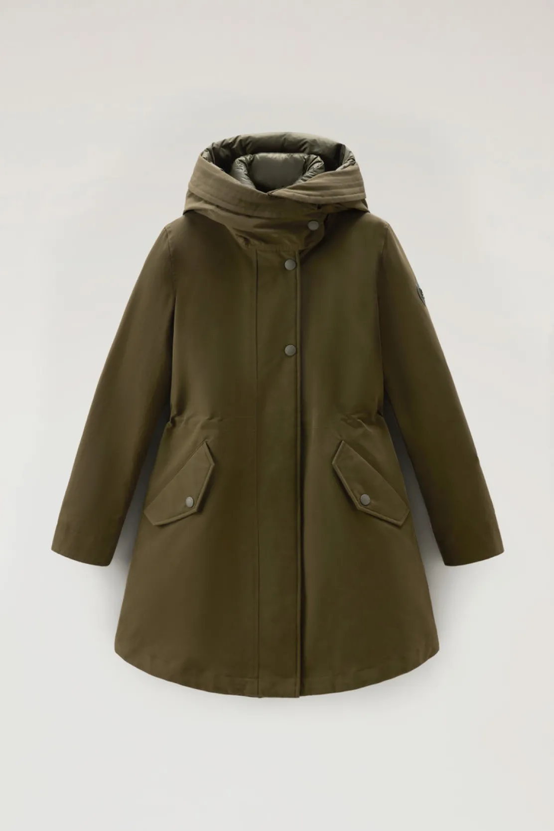 Parka>Woolrich Military Parka 3 In 1 In Ramar Cloth Con Giacca Trapuntata Removibile Dark Green