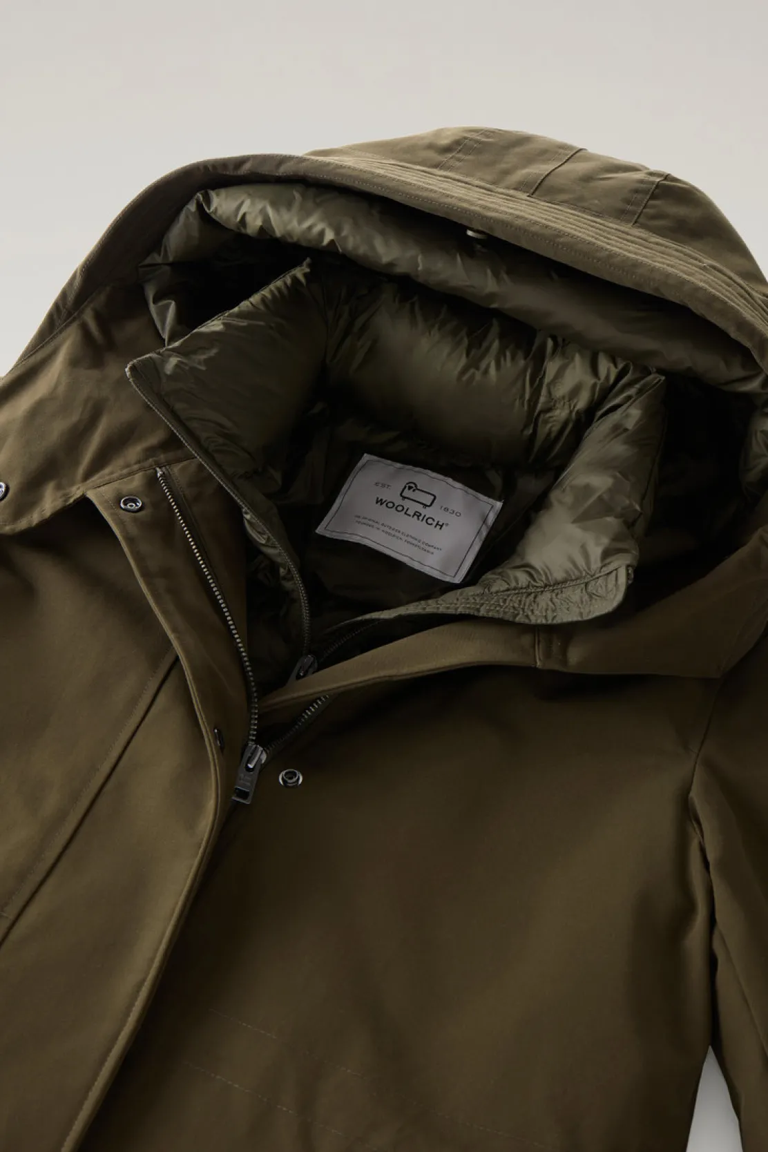 Parka>Woolrich Military Parka 3 In 1 In Ramar Cloth Con Giacca Trapuntata Removibile Dark Green