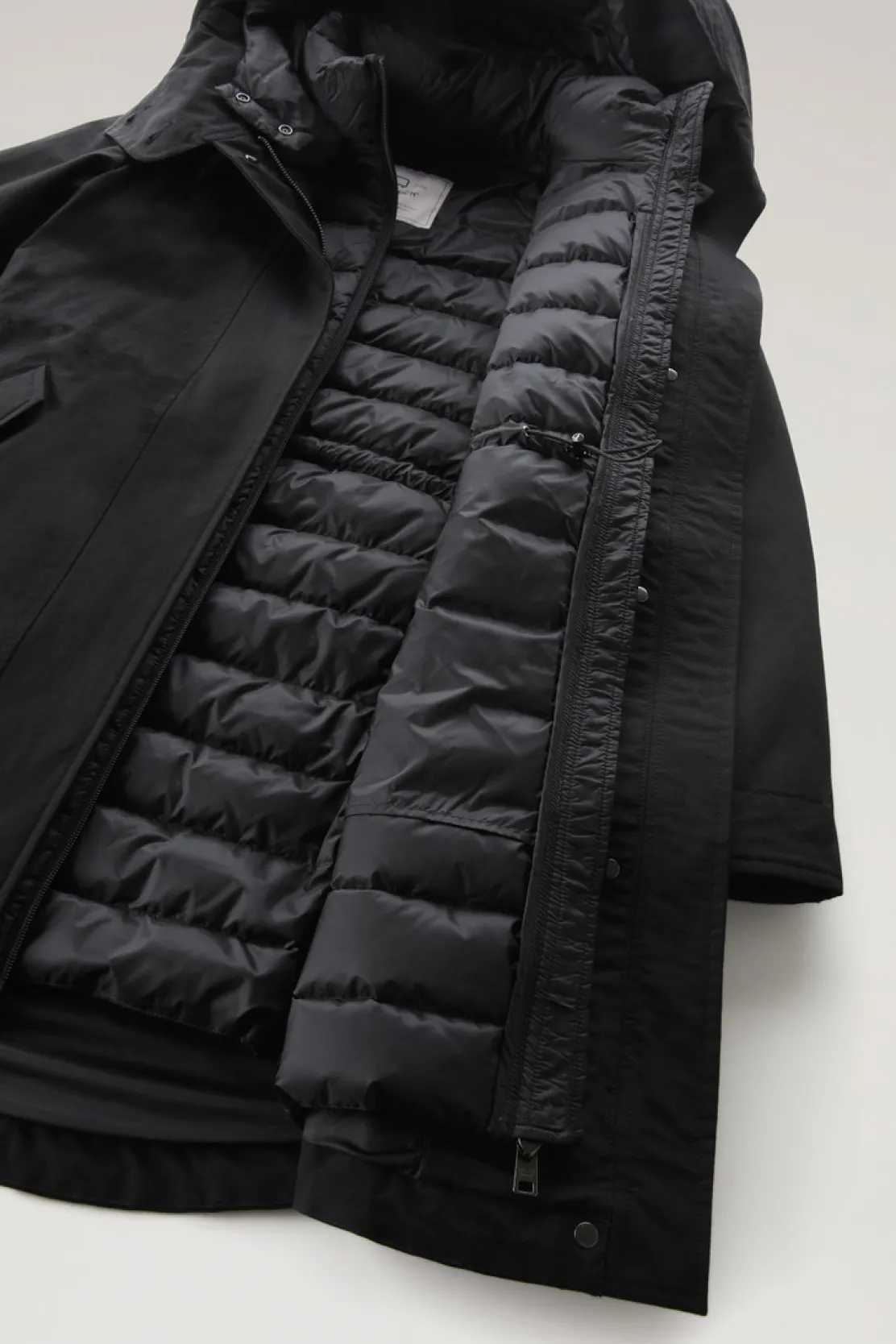 Parka>Woolrich Military Parka Lungo 3 In 1 In Eco Ramar Black