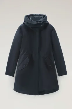 Parka>Woolrich Military Parka Lungo 3 In 1 In Eco Ramar Melton Blue