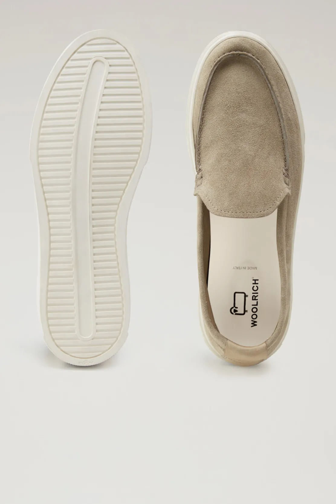 Scarpe da barca e sandali>Woolrich Mocassini In Pelle Scamosciata Beige