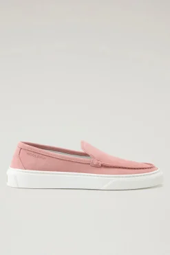 Scarpe da barca e sandali>Woolrich Mocassini Slip-on In Pelle Scamosciata Pink