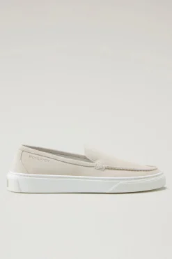 Scarpe da barca e sandali>Woolrich Mocassini Slip-on In Pelle Scamosciata Beige